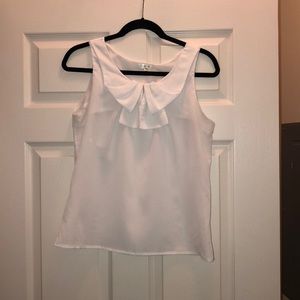White Blouse Top with Bow Detail on Front